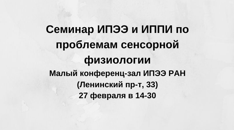 Семинар ИПЭЭ и ИППИ по проблемам сенсорной физиологии.