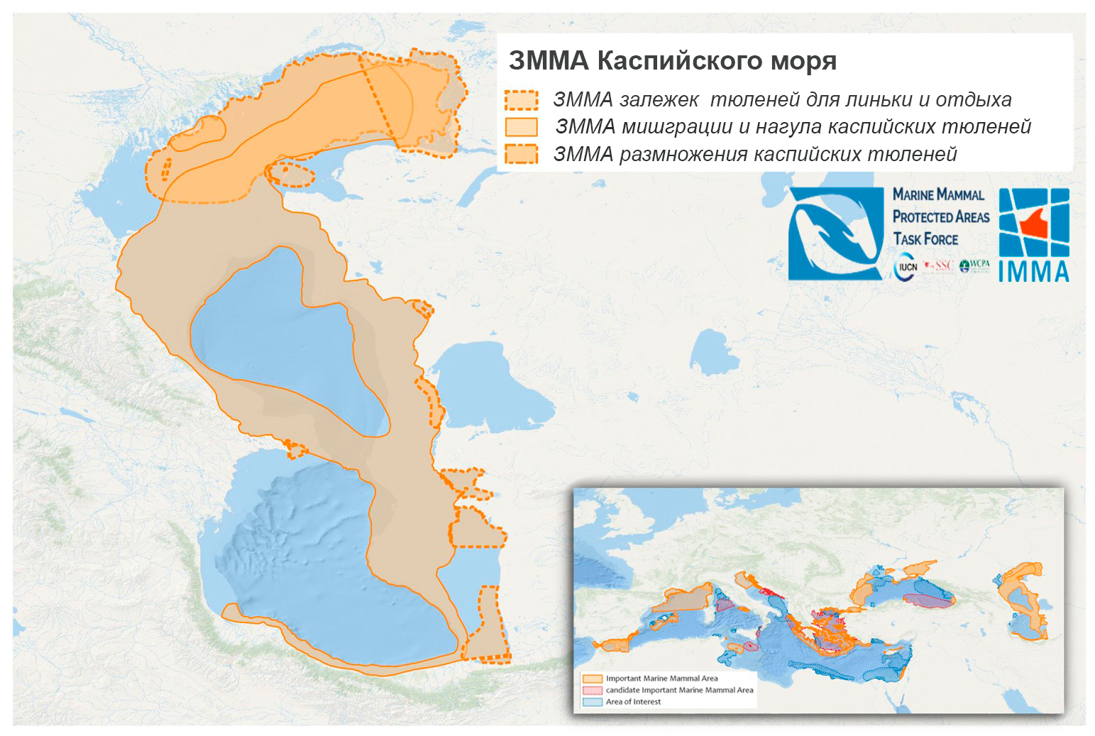 Фото 8. Три значимые для морских млекопитающих акватории на Каспии