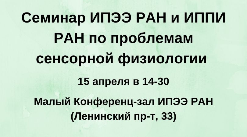 Семинар ИПЭЭ РАН и ИППИ РАН по проблемам сенсорной физиологии